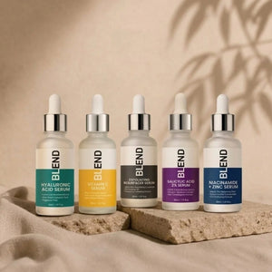 BLEND Complete Skincare Bundle with 5 face serums for acne, hydration, brightening and glowing skin